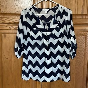 Navy and white Charming Charlie blouse